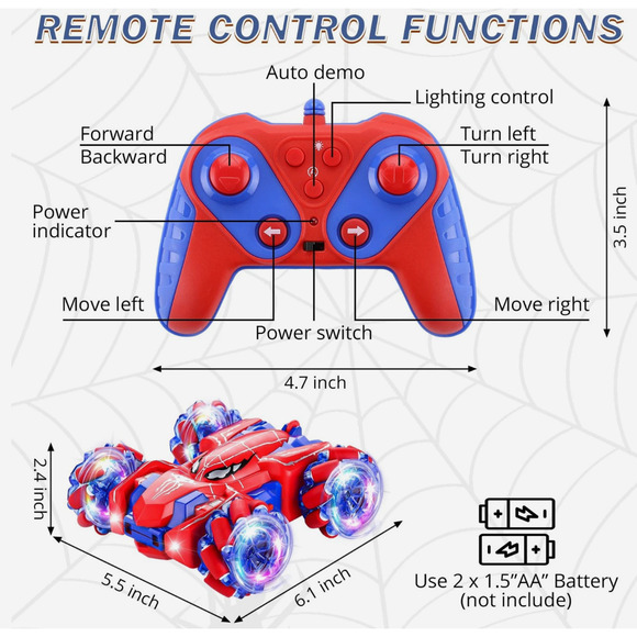 RC Spider Stunt Car 2.4GHz Off-Road 360° Rotating Rechargeable Toy for Kids - Picture 2 of 9